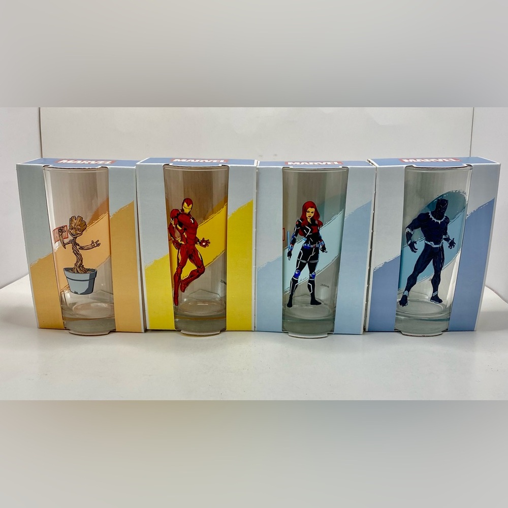 ✅ Marvel Brand New Set Of 4 Marvel Characters 10.2 oz Glasses Loblaws 2025